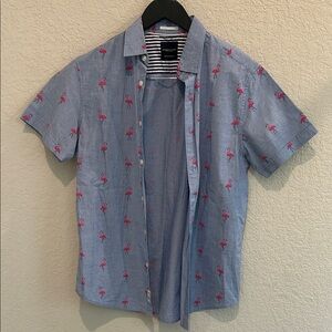 Denim & Flower Light Blue Flamingo Shirt
